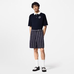 LOUIS VUITTON 刺繍入りコットン混紡半袖ポロシャツ