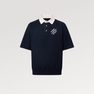 LOUIS VUITTON 刺繍入りコットン混紡半袖ポロシャツ