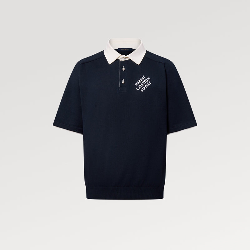 LOUIS VUITTON 刺繍入りコットン混紡半袖ポロシャツ