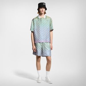 LOUIS VUITTON ダミエ グラディエント プリントシルクポロシャツ