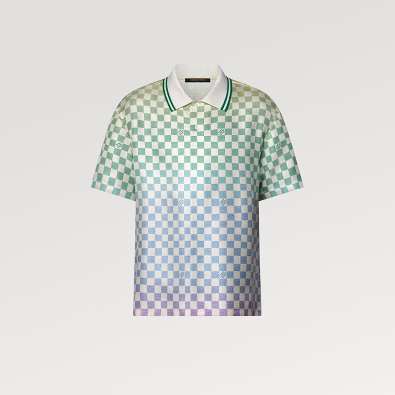 LOUIS VUITTON ダミエ グラディエント プリントシルクポロシャツ