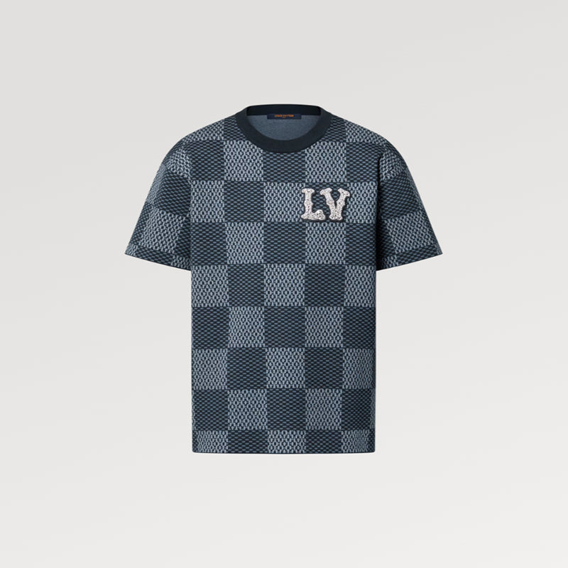 LOUIS VUITTON ダミエショートスリーブクルーネックウィズLOUIS VUITTONストラスパッチ